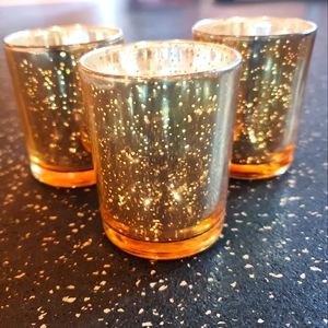Celebrate Metallic Gold Mercury Votive Glass Candleholder Set of 3